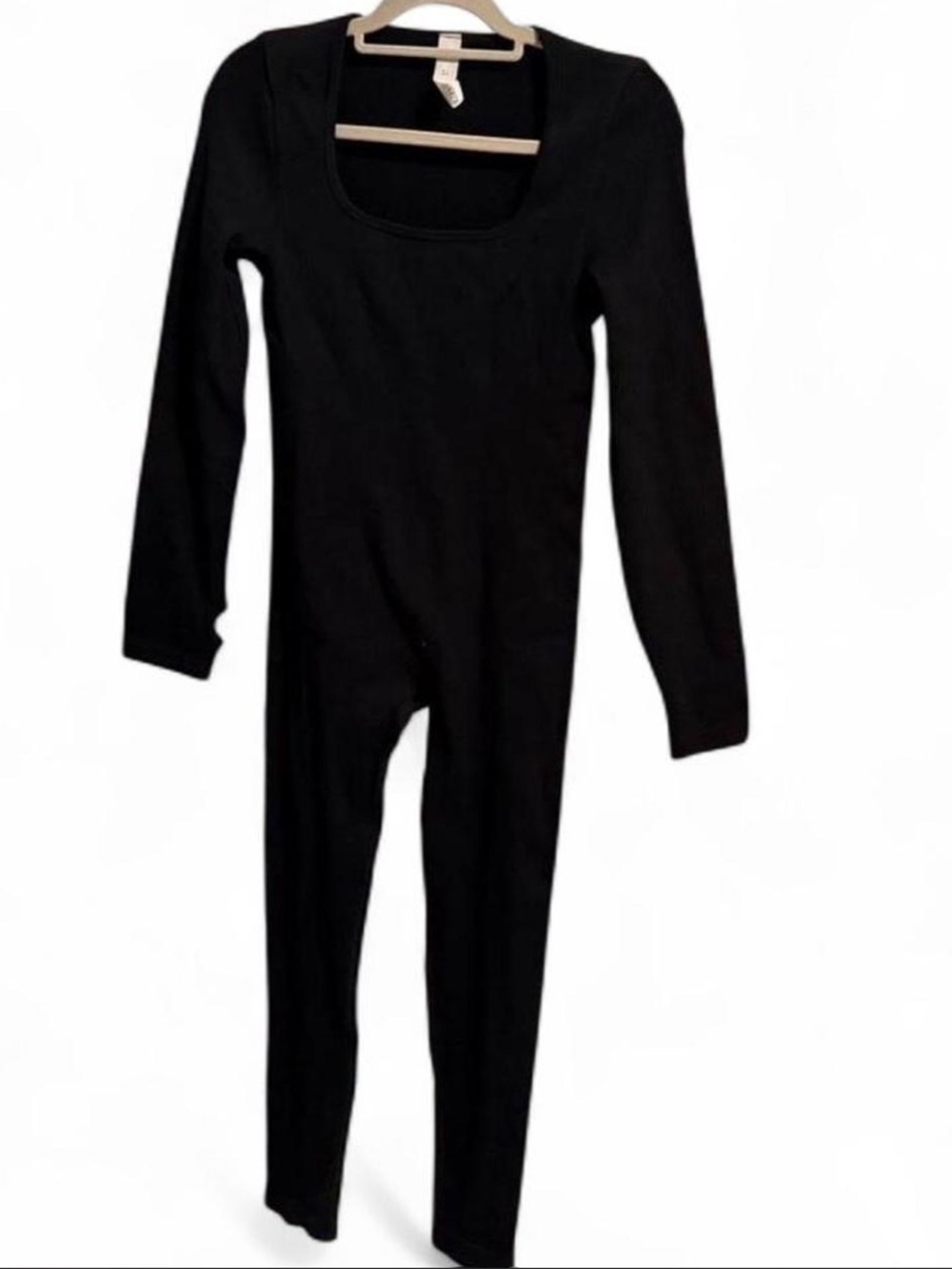 Black Long-Sleeve Scoop Neck Jumpsuit